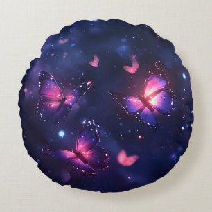 Celestial Night Butterfly Garden Round Cushion