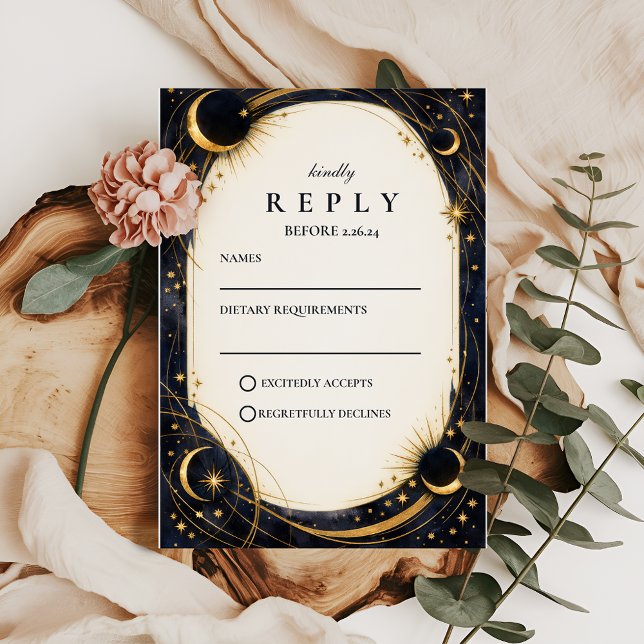 Celestial Night Garden Wedding RSVP Card (Creator Uploaded)