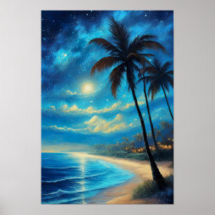 Celestial Night on a Tropical Beach Poster