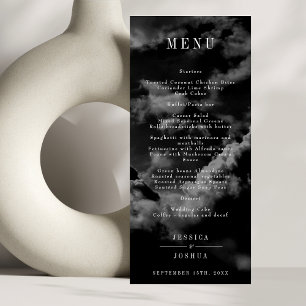 Celestial Night Sky Black Wedding Dinner Menu