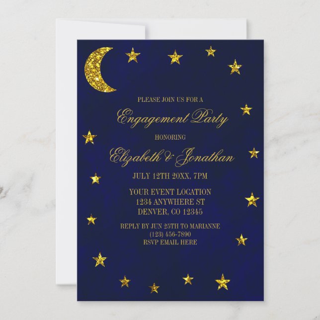 Celestial Night Sky Engagement Party Invitation (Front)