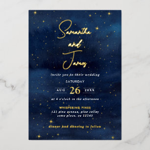 Celestial Night Sky Evening Wedding Blue & Gold