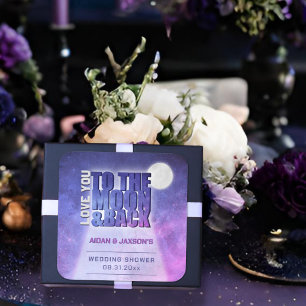 Celestial Night Sky Full Moon Wedding Shower Square Sticker