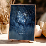 Celestial Night Sky | Gold Guest Book Sign<br><div class="desc">This celestial night sky | gold guest book sign is perfect for your enchanted under-the-stars wedding. The dark navy blue watercolor sky, dotted with gold stars, will set the tone for your evening boho outdoor wedding. Personalise it as you wish or keep it as is. Be sure to look through...</div>