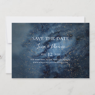 Celestial Night Sky   Gold Horizontal Save The Date