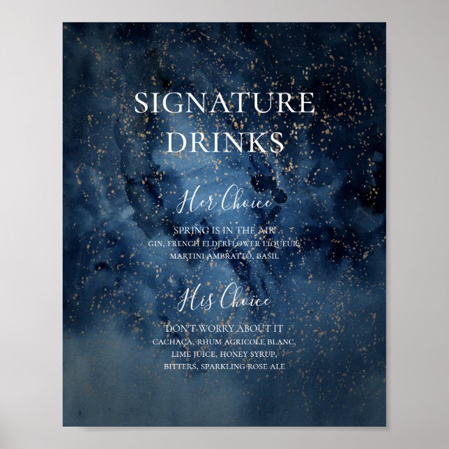 Celestial Night Sky | Gold Signature Drinks Sign (Front)