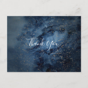 Celestial Night Sky   Gold Thank You Postcard
