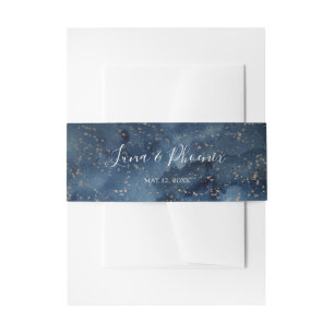 Celestial Night Sky Gold Wedding Invitation Belly Band