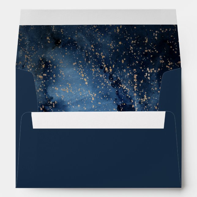 Celestial Night Sky | Gold Wedding Invitation Envelope (Back (Bottom))
