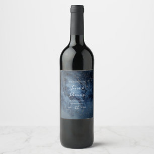Celestial Night Sky   Gold Wedding Wine Label