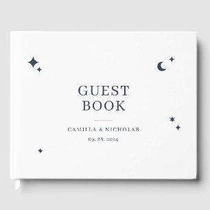 Celestial Night Sky Linen Wedding Guest Book