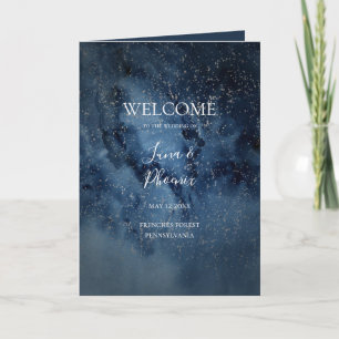 Celestial Night Sky   Silver Folded Wedding Program