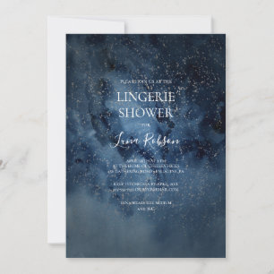 Celestial Night Sky Silver Lingerie Shower Invitation