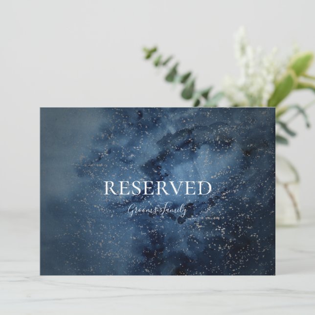 Celestial Night Sky | Silver Reserved Sign (Standing Front)