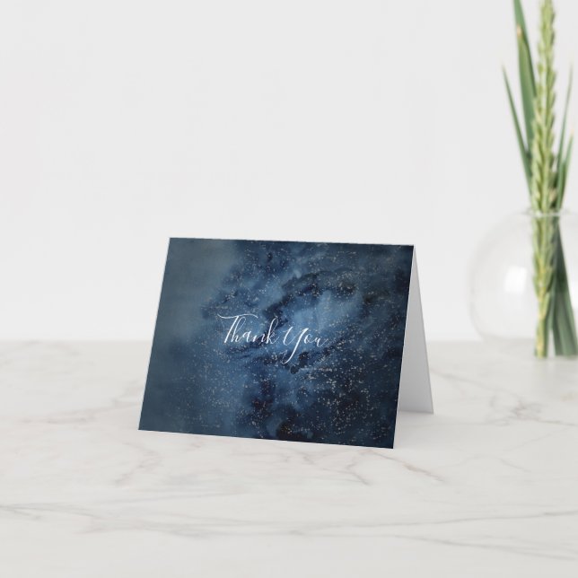 Celestial Night Sky | Silver Thank You Card (Front)