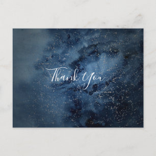 Celestial Night Sky   Silver Thank You Postcard