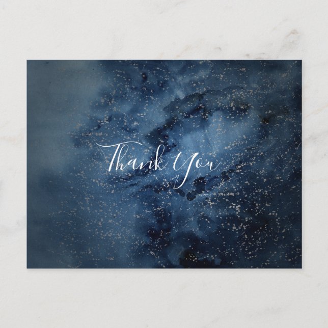 Celestial Night Sky | Silver Thank You Postcard (Front)