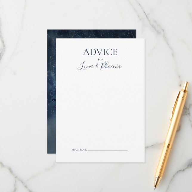 Celestial Night Sky | Silver Wedding Advice Card (Front/Back In Situ)