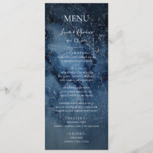 Celestial Night Sky   Silver Wedding Dinner Menu