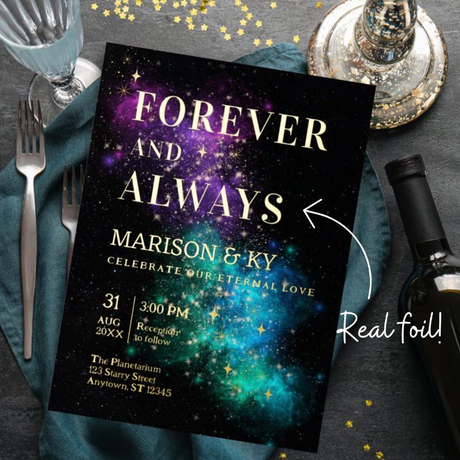 Celestial Night Sky Space Nebula Gold Star Wedding (Creator Uploaded)