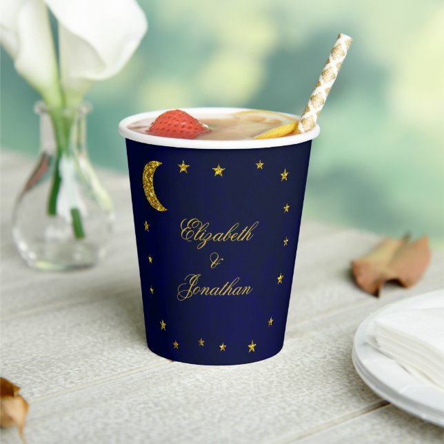 Celestial Night Sky Wedding Paper Cups (Insitu)