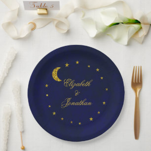 Celestial Night Sky Wedding Paper Plate