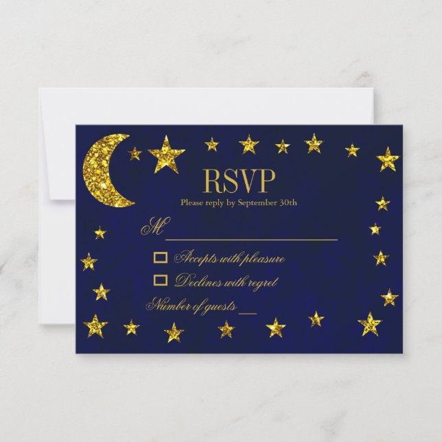 Celestial Night Sky Wedding RSVP Card (Front)