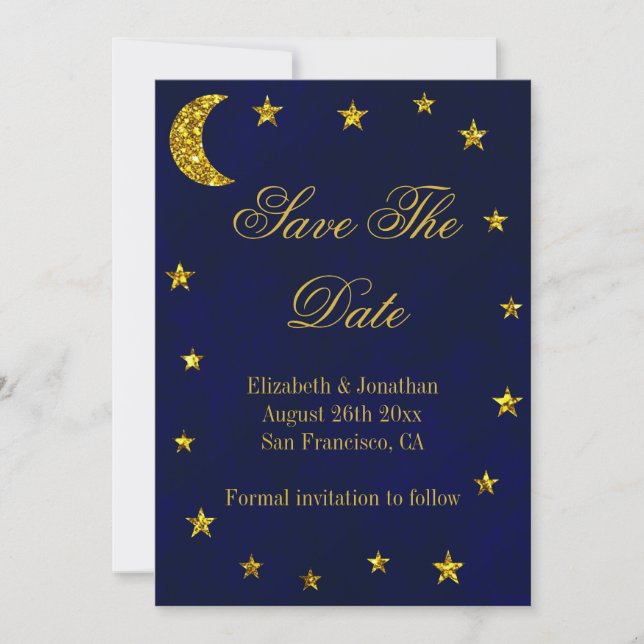 Celestial Night Sky Wedding Save The Date (Front)