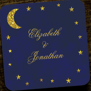 Celestial Night Sky Wedding Square Paper Coaster
