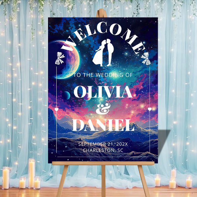 Celestial Night Sky Wedding Welcome Acrylic Sign (Creator Uploaded)