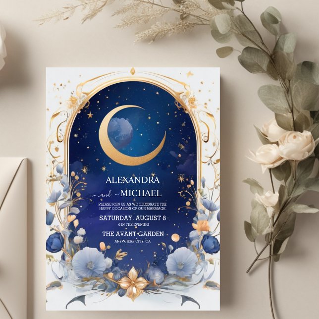 Celestial Night Sky With Frame Traditional Wedding Invitation (Creator Uploaded)
