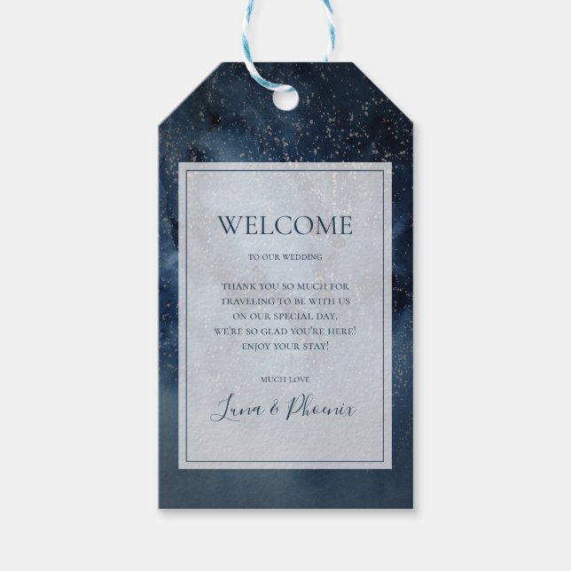 Celestial Night Sky With Frame Wedding Gift Tags (Front)