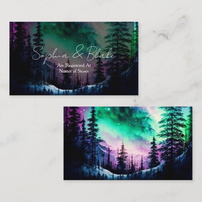 Celestial Northern Lights Wedding Registry Enclosure Card (Front/Back)