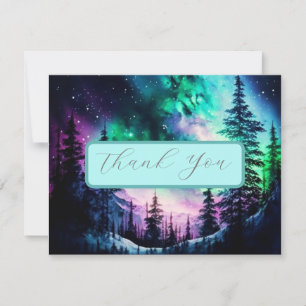 Celestial Northern Lights Wedding Thank You Card