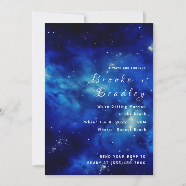Celestial Ocean Galaxy Wedding Invitation (Front)