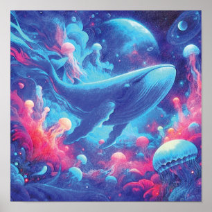 Celestial Ocean Voyager Whale's Cosmic Journey  Poster