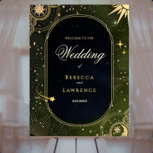 Celestial Olive Green Sun Moon Star Wedding