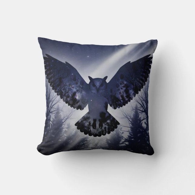 Celestial Owl Double Exposure – x2 Cushion (Front)