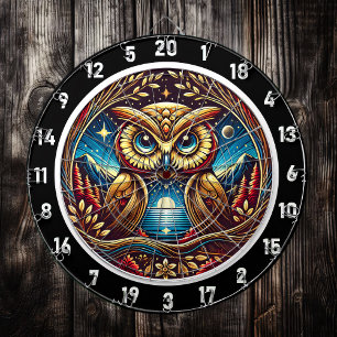 Celestial Owl Glow Dartboard Design