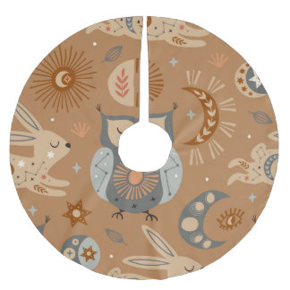 Celestial Owl & Hare: Mystic Pattern Brushed Polyester Tree Skirt
