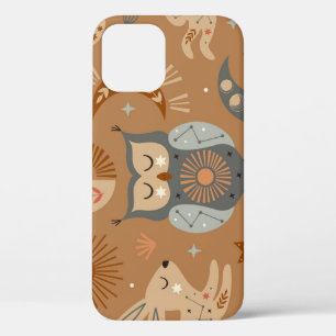 Celestial Owl & Hare: Mystic Pattern iPhone 12 Case