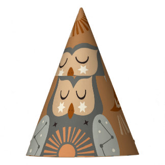 Celestial Owl & Hare: Mystic Pattern Party Hat