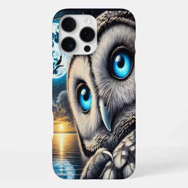 Celestial Owl Under a Moonlit Sky iPhone Case (Back)