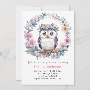 Celestial Owl Wonders: Girl Baby Shower Invitation
