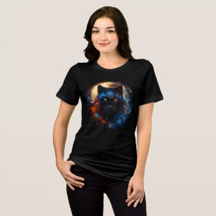 Celestial Panther with Moon & Sacred Geometry Tri-Blend Shirt