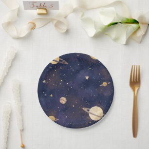 Celestial Paper Plate – Stars & Moon Party Design