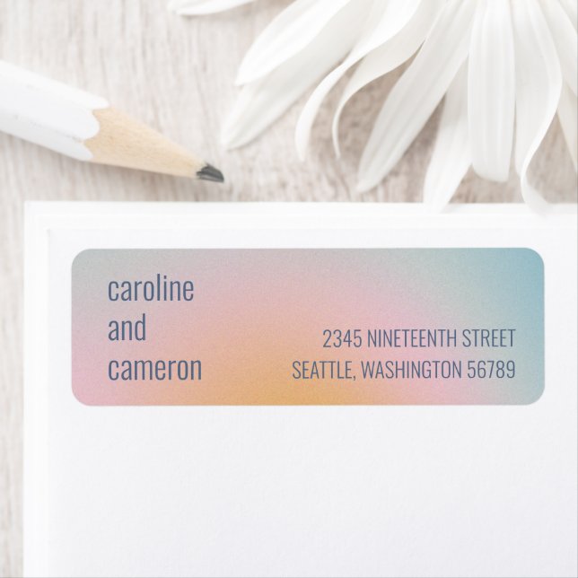 Celestial Pastel Blue Pink Gradient Return Address Label (Insitu)