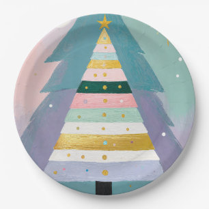 Celestial Pastel Christmas Tree Paper Plate