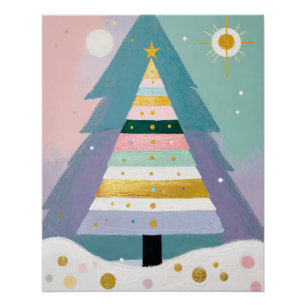 Celestial Pastel Christmas Tree Poster