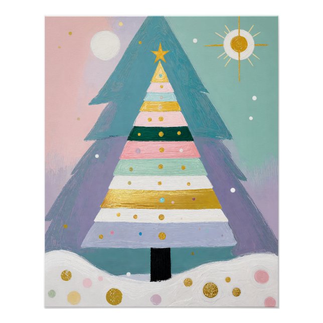 Celestial Pastel Christmas Tree Poster (Front)